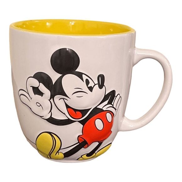 Disney Mickey Mouse Ceramic Coffee Mug with Handle, 16oz, Yellow interior… - Picture 1 of 3